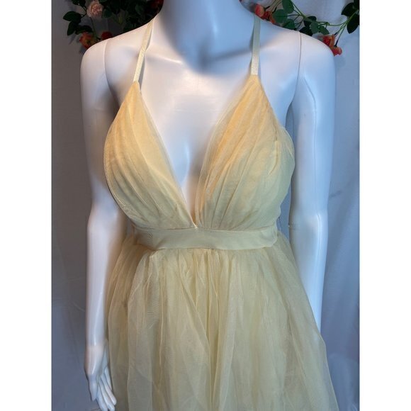 Haute Monde Emmeline Tulle Mini Dress - Yellow Size M RefFNB - Picture 7 of 11